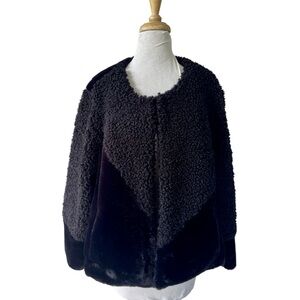 Cato Faux Fur Black Crop Jacket Sz 18/20 Coat Patchwork Mobwife Ultra Soft EUC